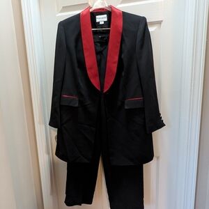 Elegant Black Tuxedo with Red Accents